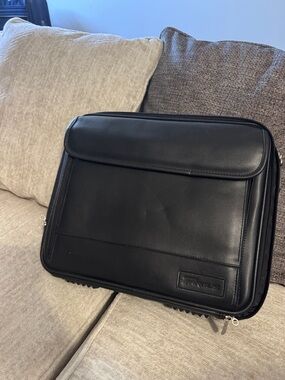 Black Genuine Leather Briefcase Carry Case